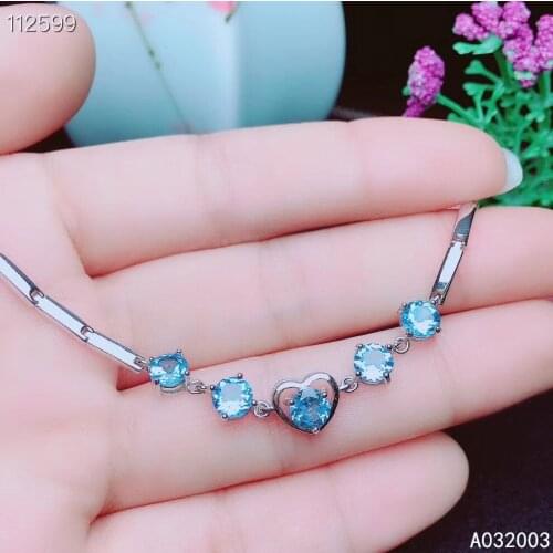 KJJEAXCMY Fine Jewelry 925 Sterling Silver Inlaid Blue Topaz Women Hand Bracelet Luxury Support DetecTion