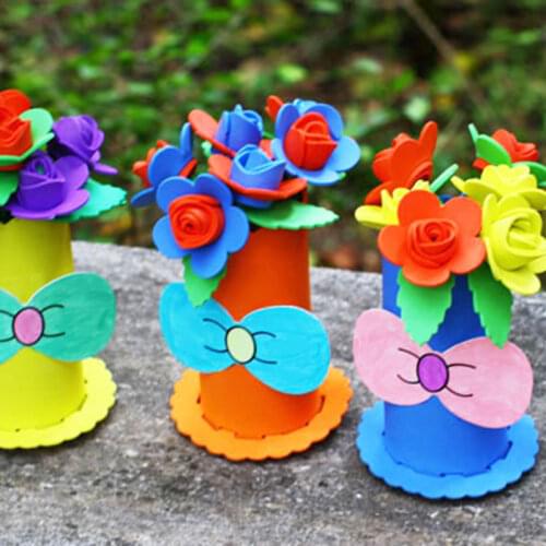 1Pcs Random Children DIY 3D EVA Foam Flower Flowerpot Home Decoration Jigsaw Toy Gift Kids Craft Kits Puzzle Educational Toys