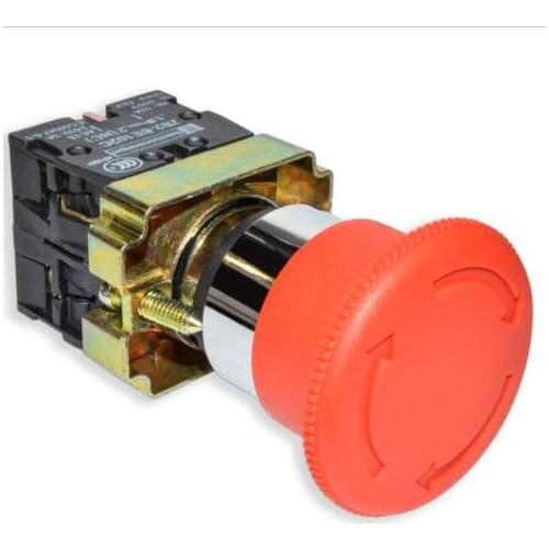 1pcs XB2-BS542 High quality silver base emergency push button switch 22mm diameter button mushroom head