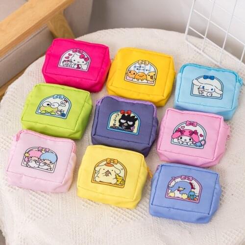 12Cm Kawaii Sanrioed Melody Kuromi Pom Purin Cinnamoroll Portable and Portable Girls Menstrual Bag Multifunctional Small Bag