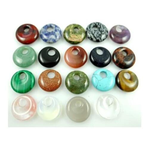 2 pcs selling natuursteen ronde macroporeuze gemengde steen hanger edelsteen ketting kralen 18*18mm