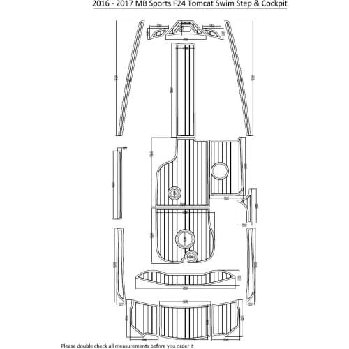 2016 - 2017 MB Sports F24 Tomcat Swim Step & Cockpit Pad Boat EVA Teak Decking 1/4" 6mm
