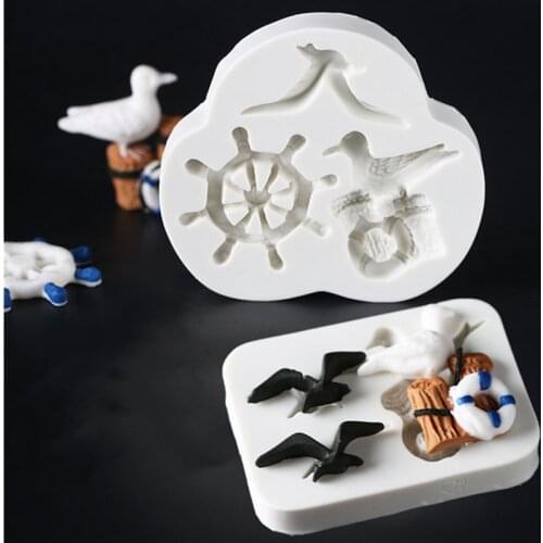 Aouke Seagull Birds Silicone mold Chocolate Cake Molds Soft Clay Candy Clay Mold Kitchen Cooking Decorating Cake Tools