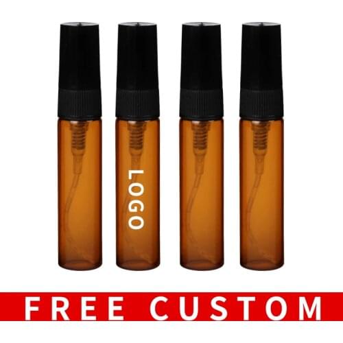 Wholesale 5ML Portable Brown Glass Perfume Bottles Atomizer Portable Cosmetic Vial For Essential Oil Free Custom Print Logo