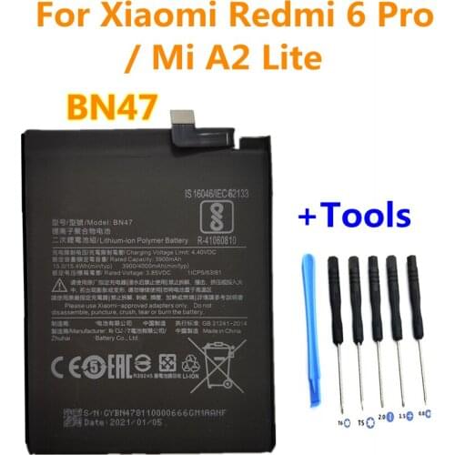 + Free Tools ! High Quality BN47 Replacement Battery for Xiaomi Redmi 6 Pro / Mi A2 Lite Capacity 4000mAh