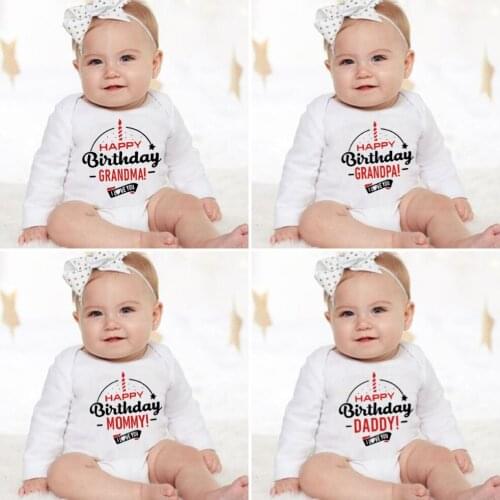 Funny Graphic Printed Bodysuits One Piece Baby Grow for Infant Toddler Boys Girls - Happy Birthday Daddy/momy I Love You