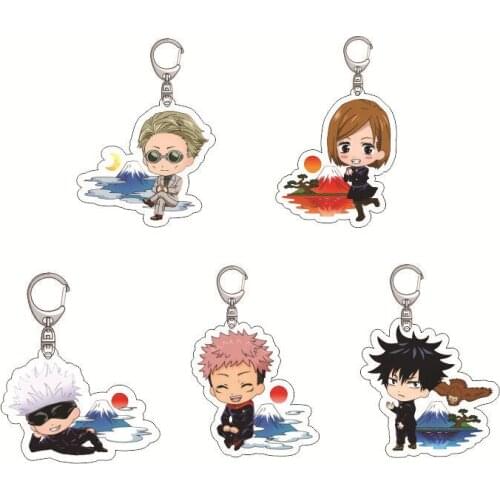 Woman Anime Jujutsu Kaisen Key Chain Men Acrylic Pendant Keychain Keyring Unisex Elegant Key Holder Gojo Satoru Jewelry Llaveros