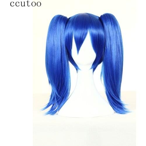Ccutoo Kagerou Project Enomoto Takane Blue Curly Synthetic Hair Cosplay Wigs +Two Clip Ponytail