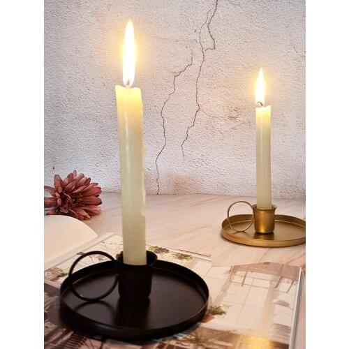 Black Candle Holder Candlestick Rack Metal Wrought Iron Candlesticks Decor Art Gift Gold Home Holders