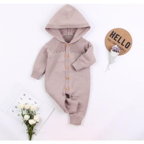 Spring Autumn Childrens Hooded Knitted One-piece Climbing Romper baby winter clothes newborn baby clothes