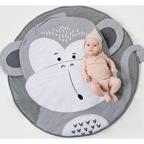 Baby Play Mat Round Carpet Cotton Animal Playmat Nordic Creative Animals Blanket Newborn Crawling Blanket Kids Room Decor Props