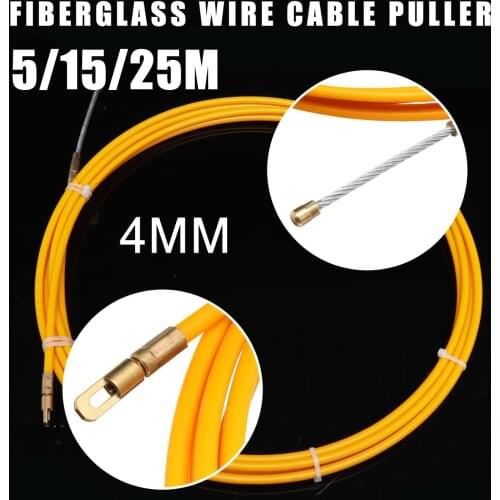 5M/15M/25M 4mm Dia. Fiberglass Electric Cable Puller Fish Tape Reel Conduit Ducting Rodder Pulling Puller Durable Guide Device