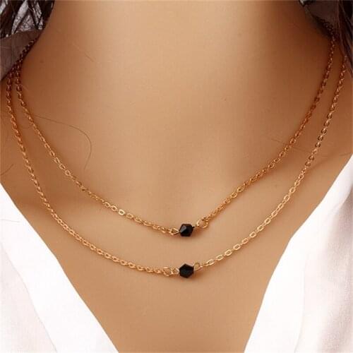 32b23 hanzhishang double layer short chain barrel bead chain necklace