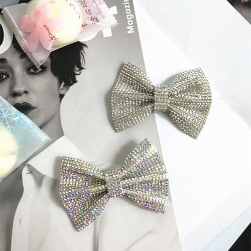 Hot diamond shiny bow shoe flower wholesale water drill hair ornament hairpin diy material bow