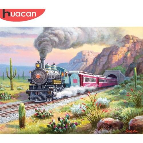 HUACAN 5d Diamond Painting Full Drill Square Landscape Mosaic Train Home Decor Cross Stitch Scenery Handmade Gift Diamond Art