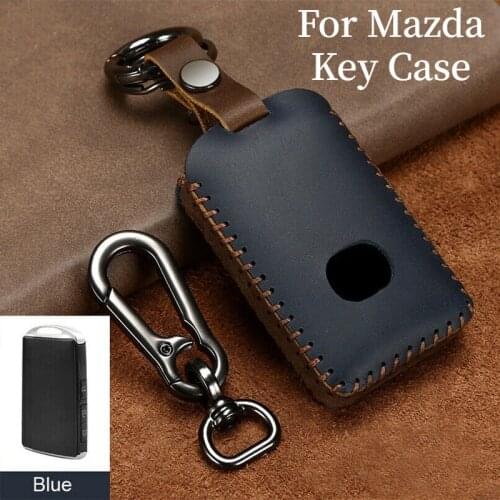 Leather Car Key Case Cover Shell for Mazda 3 Alexa CX4 CX5 CX8 2019 2020 Zinc Alloy Key Chain Accessories