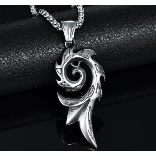 Stainless Steel Hook Game Steel Hearthstone Pendant Necklaces for Men Lucky Vintage Sculpture Jewelry