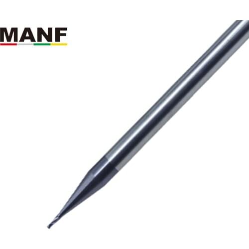 MANF HRC65 U-shaped Groove 2 Flute 0.3 0.4 0.6 0.9 Small Diameter Milling Cutters Tungsten Carbide End Mill CNC Machining Center