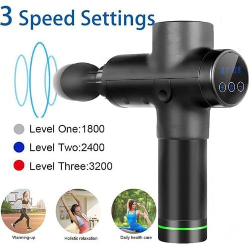 New LCD Display Muscle Massage Gun With 6 Heads Sport Therapy Massager Pain Relief Body Relaxation Slimming Shaping Device