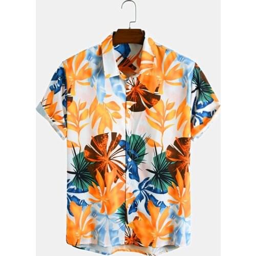 Fashion Hawaiian Printed Shirt Mens 2021 Summer Beach Youth Printed Shirt Collar Short Sleeve Mens Shirt Top