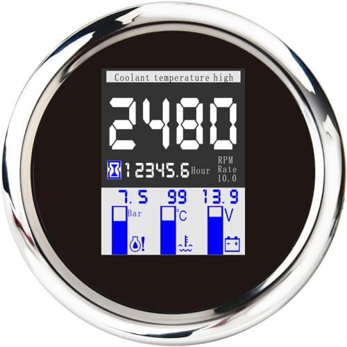 Multi-functional 4 in 1 Gauge For Boat Car Digital Water Temp Oil Pressure Tachometer Meter 9-32V Voltmeter With Alarm Hourmeter