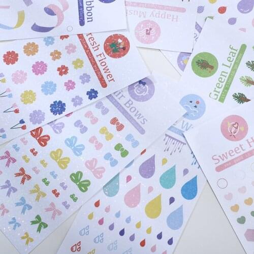 Sticker Set Glittering hand tent collage decora Diy Cute Ins Style Scrapbooking School Suppliers Stationery Art Supplies