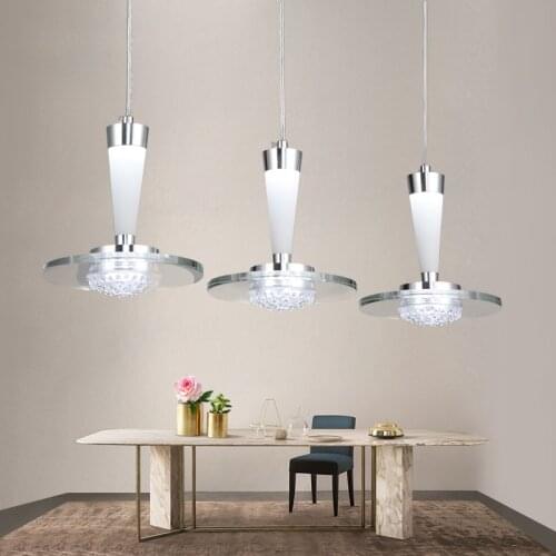 Modern 3 Head Led Restaurant Hanging Lamp Dia*35cm H18.5cm Pendant Lights For Dining Room Bright Silver Iron Painted lamps