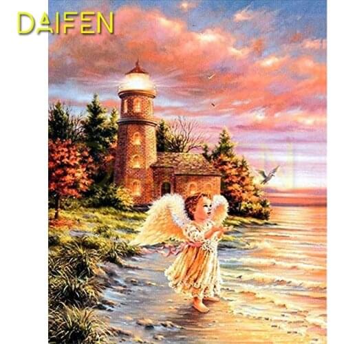 Full Square Diamond mosaic Angel baby 5DIY Diamond painting Cross stitch sea Full Round Diamond embroidery Lighthouse sea pigeon