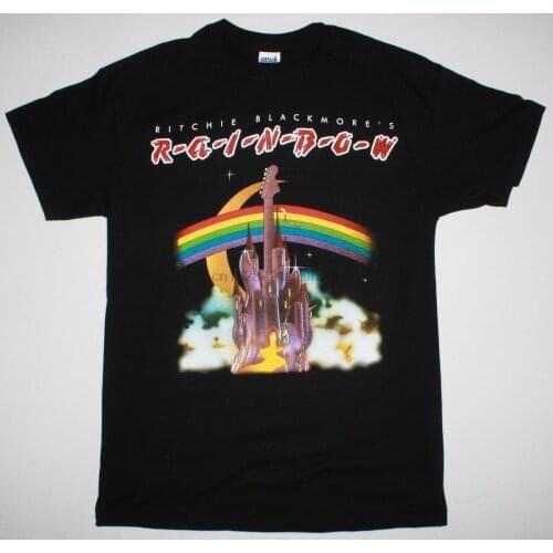RAINBOW RITCHIE BLACKMORE RAINBOW FIRST ALBUM DIO HARD ROCK NEW BLACK T-SHIRT T Shirt Men Loose Size T Shirt