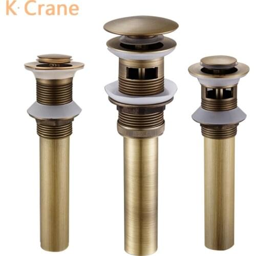 Basin Pop Up Drain Vanity Sink Brass Drainer Hole Plug Cover Antique Gold Brush Waste Water Stopper Bathroom Retro Accessories