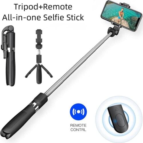 Adjustable Mobile phone Wireless bluetooth Tripod selfie stick foldable mini tripod with shutter remote control for IOS Android