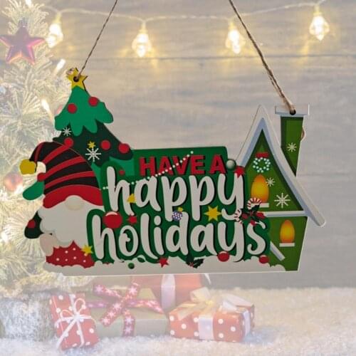 Christmas Door Hanger Wide Application English Letter Printed Convenient Exquisite Xmas Wall Plaque with Lanyard for Home