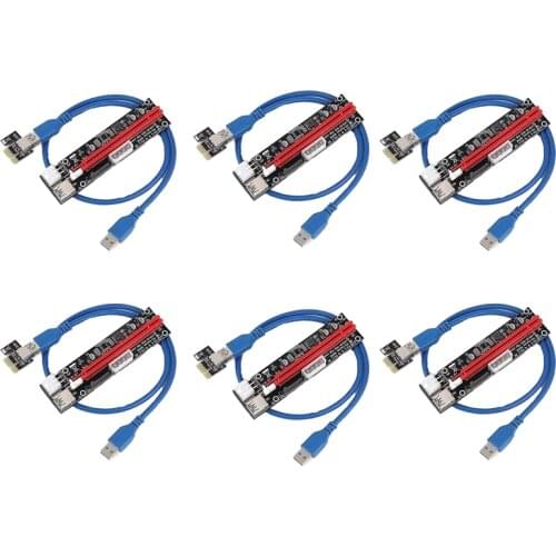 SHGO HOT-009S PCL-E Image Card Extension Cable USBS3.0 Adapter Card 1X to X16 Extension Cable for Bitcoin Miners 6 Pack
