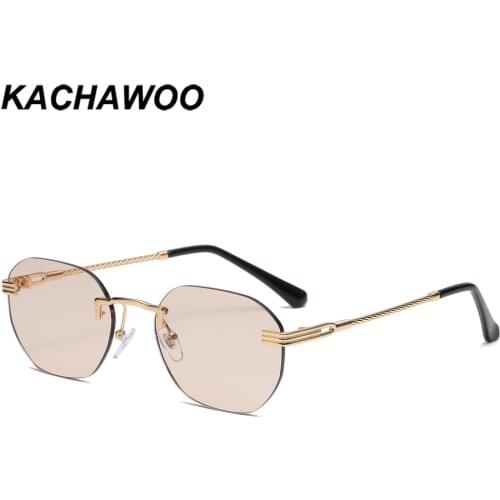 Kachawoo square retro sunglasses rimless brown black metal sun glasses for men women popular accessories hot selling drop ship