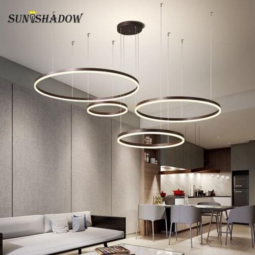 Modern Led Chandelier 110V 220V Circle Rings Ceiling Chandelier Lighting For Living room Dining room Kitchen Bedroom Luminaires