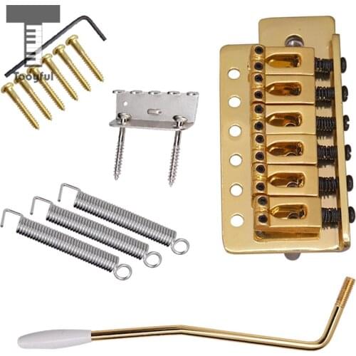 Tooyful 6 String Flat Saddle Tremolo Bridge System for FD ST Electric Guitar Gold