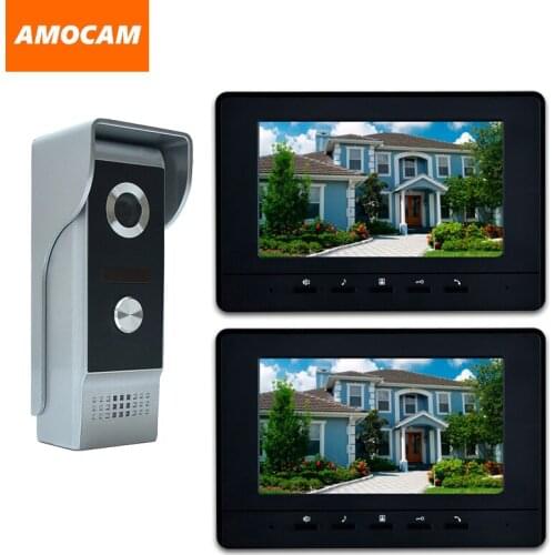 7" LCD 2pcs Monitor Video Door Phone Intercom Doorbell System Home Security Intercom Kits IR Camera Door bell Intercom Doorphone
