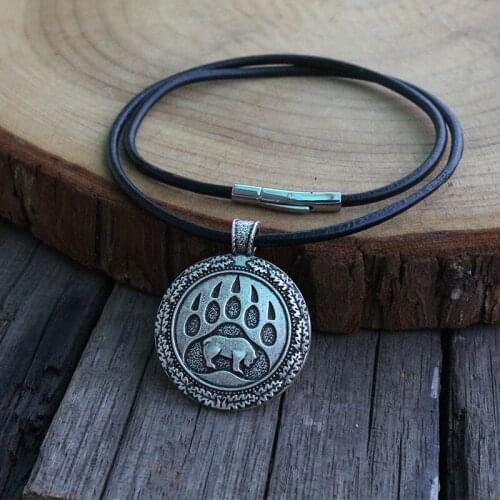 Viking bear paw pendant slavic norse men necklace