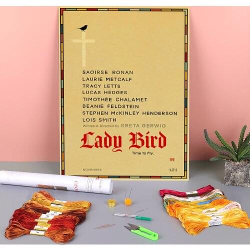 Vintage Movie Lady Bird Retro Printed Fabric 11CT Cross-Stitch DIY Embroidery Full Kit DMC Threads Knitting Sewing Needle