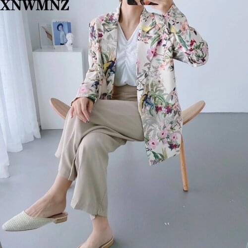 XNWMNZ ZA 2020 Summer Suit Leisure Kimono Blazer Jacket Floral Printing Vacation Clothes womens new fashion office suit jacket