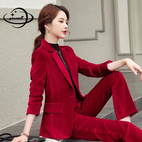 YAUAMDB Women's Velvet Trouser Suits