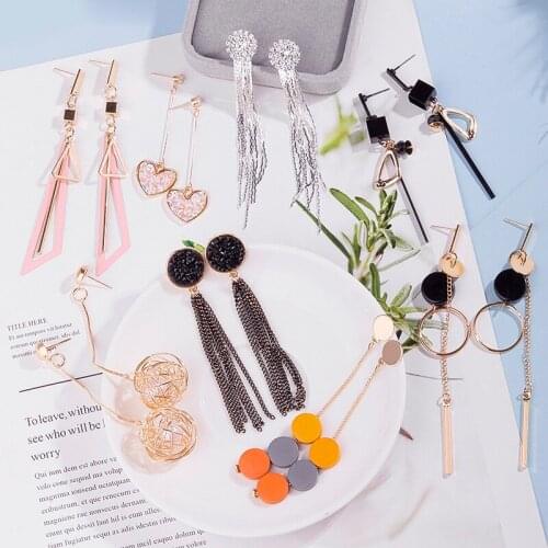 LOVR New Korean Bohemian Tassel Drop Earrings for Women Fashion Geometric Long Wedding Acrylic Earrings 2019 Jewelry gift