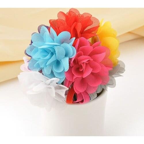10pcs Hot Selling Childrens Hair Band Chiffon Flower Baby Headband Handmade Baby Hair Accessories Wholesale