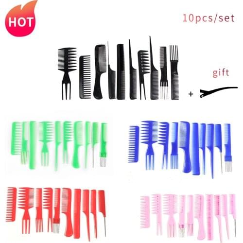Best New 10pcs/Set Professional Hair Comb Salon Barber Hairbrush Women Hairdressing Anti-Static Combs Hair Care Styling Tools