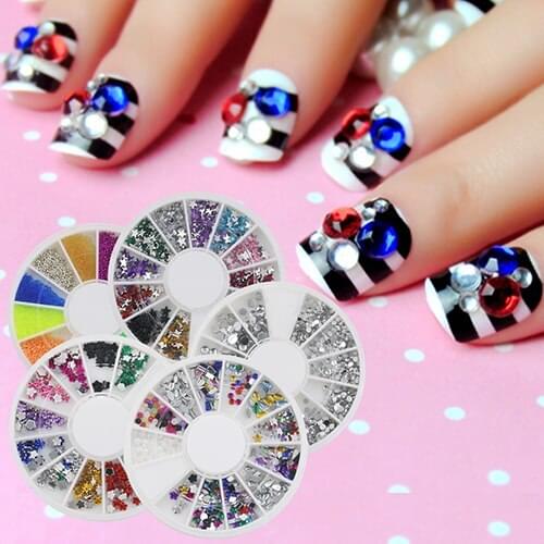 20 Pcs Nail Art Tips 3D Fruit Flower Star Glitters DIY Decoration Sticker Wheels