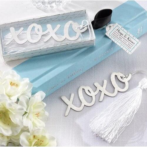 200pcs/lot Xoxo Metal Bookmark WITH Tassels For Personalized Wedding Party Favors and gift Souvenirs Baby Bridal Shower Guests