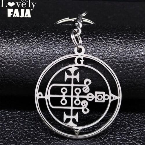 2021 Stainless Steel Demon Seal Keyrings for Men/Women Silver Color Satan GAAP Key Chain Jewery llaveros pareja K1254S03S03