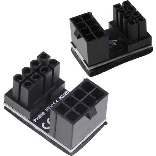 A TX 8pin Male 180 Degree Angled to 8Pin Female Power Adapter for Desktops Graphics Card cable installation direction DIY