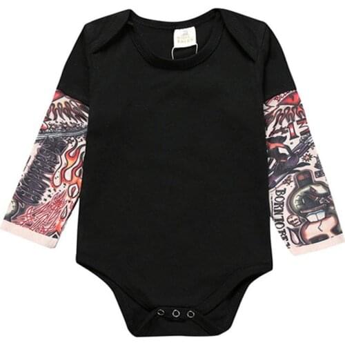 Baby Bodysuits Tattoos Print Rock 6M-24M Cotton Infant Long Sleeve Bodysuit