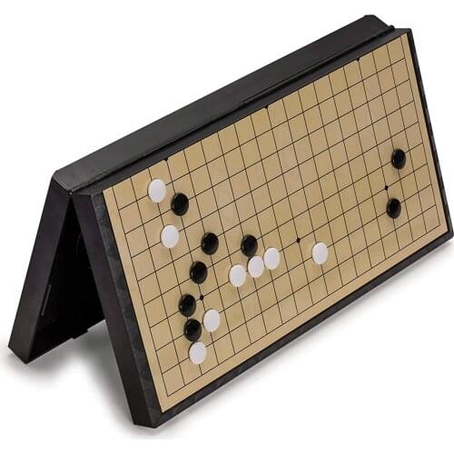 Large Magnetic 19x19 Go Set Game 37CM Portable with A Single Convex Plastic Stone and Go Board Game for Children and Adults